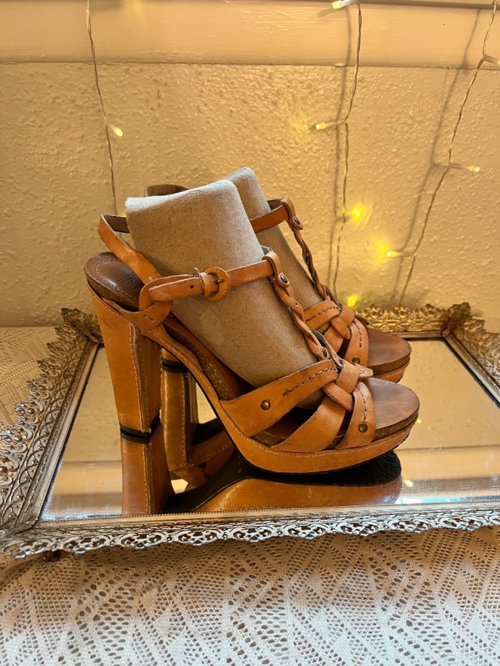 Frye Leather Braided Platform Heeled Sandals - Picture 7 of 7